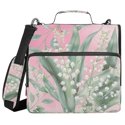 Lily Valley Bellflower Ringbuch mit 3 Ringen, 3,8 cm, Reißverschluss mit Riemen, inklusive Reißverschlusstasche, Dokumentenmappe, Organizer, geeignet für Mittelschule, Rosa Lily Valley Bellflower Ringbuch mit 3 Ringen, 3,8 cm, Reißverschluss mit Riemen, inklusive Reißverschlusstasche, Dokumentenmappe, Organizer, geeignet für Mittelschule, Rosa von voucong