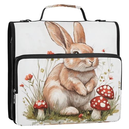 Lustiger Zwergkaninchen-Organizer mit 3 Ringen, 3,8 cm, Reißverschluss, Organizer mit Gurt, mehrere Taschen, Dokumentenmappe, Organizer für Schule/Büro, Weiß Lustiger Zwergkaninchen-Organizer mit 3 Ringen, 3,8 cm, Reißverschluss, Organizer mit Gurt, mehrere Taschen, Dokumentenmappe, Organizer für Schule/Büro, Weiß von voucong