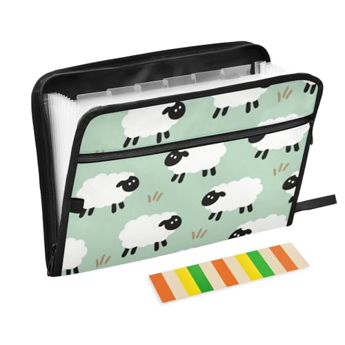 Mappe mit niedlichem Cartoon-Schaf, 13 Taschen, A4, Briefgröße mit Reißverschluss, für Organizer, Fächermappe Mappe mit niedlichem Cartoon-Schaf, 13 Taschen, A4, Briefgröße mit Reißverschluss, für Organizer, Fächermappe von voucong