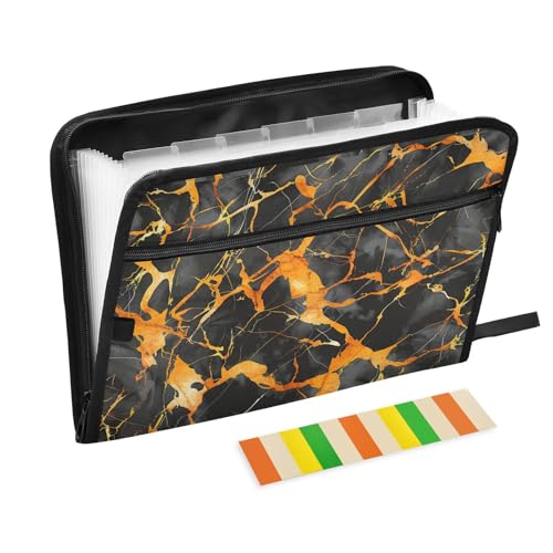 Marble2 Schnellhefter mit Reißverschluss, 13 Fächer, A4, Briefgröße mit Reißverschluss, Schwarz / Gold Marble2 Schnellhefter mit Reißverschluss, 13 Fächer, A4, Briefgröße mit Reißverschluss, Schwarz / Gold von voucong