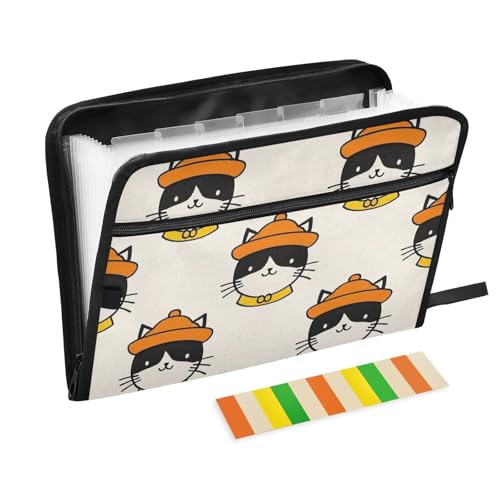 Niedliche schwarze Katzen-Cartoon-Bürobedarf-Ordner, 13 Taschen, A4, Briefgröße mit Reißverschluss, zum Aufhängen von Aktenordner Niedliche schwarze Katzen-Cartoon-Bürobedarf-Ordner, 13 Taschen, A4, Briefgröße mit Reißverschluss, zum Aufhängen von Aktenordner von voucong