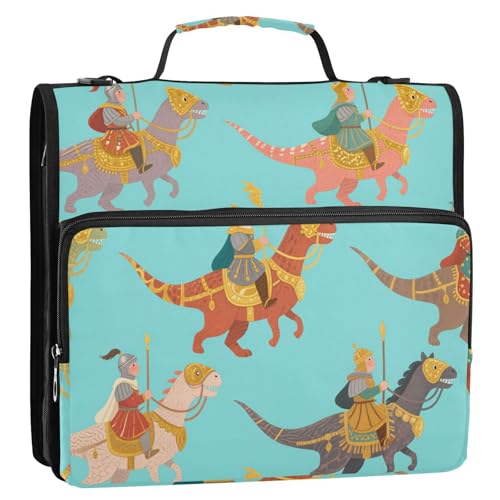 Niedlicher Cartoon-Dinosaurier-Ritter-Organizer mit 3 Ringen und Gurt, mehrere Taschen, Dokumentenmappe, Organizer, geeignet für Mittelschule Niedlicher Cartoon-Dinosaurier-Ritter-Organizer mit 3 Ringen und Gurt, mehrere Taschen, Dokumentenmappe, Organizer, geeignet für Mittelschule von voucong