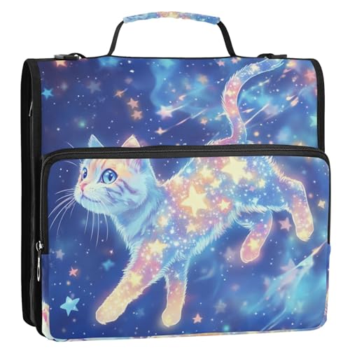 Niedlicher amerikanischer Kurzhaar-Katzenstern, 3 Ringe, 3,8 cm, Organizer mit Griff, mehrere Taschen, Dokumentenmappe, Organizer für Mittelschüler von voucong