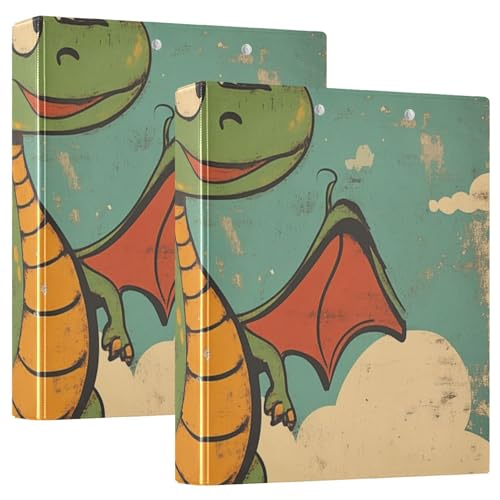 Notizbuch, 3,8 cm, 3,8 cm, 3,8 cm, Cartoon-Motiv, niedlicher Retro-grüner Drache mit Klemmbrett, 2 Stück, Büro-Binderbedarf, 200 Blatt von voucong