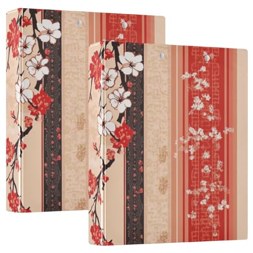 Notizbuch, 3,8 cm, 3,8 cm, 3 Ringe, chinesischer Stil, Blumen mit Klemmbrett, 2 Stück, ästhetischer Ordner, Hardcover von voucong