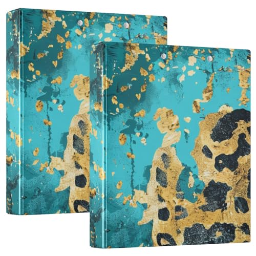 Notizbuch, 3,8 cm, 3 Ringe, Leopardenmuster, mit Klemmbrett, 2 Stück, Büroordner, Hardcover von voucong