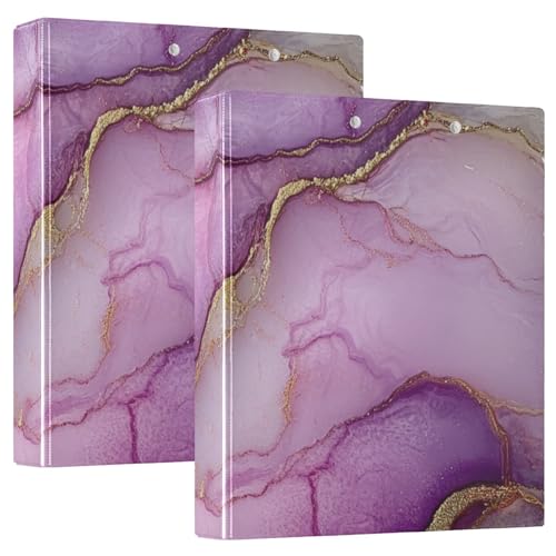Ordner mit 3 Ringen, Marmor, neutrales Pink, mit Klemmbrett, 2 Stück, verschiedene Ordner, Hardcover von voucong