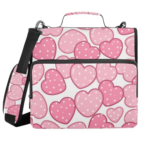 Ordner mit niedlichem Cartoon-Herz und 3 Ringen, 3,8 cm, mit extra Taschen, mit Schultergurt und Griff, inklusive Reißverschlusstasche, Dokumentenmappe, Organizer für Schule/Büro Ordner mit niedlichem Cartoon-Herz und 3 Ringen, 3,8 cm, mit extra Taschen, mit Schultergurt und Griff, inklusive Reißverschlusstasche, Dokumentenmappe, Organizer für Schule/Büro von voucong