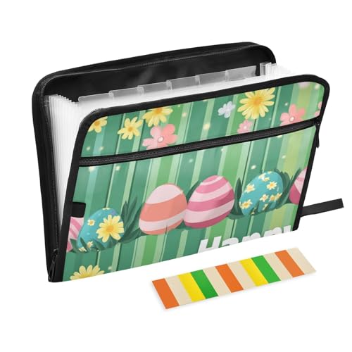 Organizer mit Ostermotiv und Gänseblümchen, gestreift, 13 Taschen, A4, Briefgröße mit Reißverschluss, für breite Aktenordner Organizer mit Ostermotiv und Gänseblümchen, gestreift, 13 Taschen, A4, Briefgröße mit Reißverschluss, für breite Aktenordner von voucong