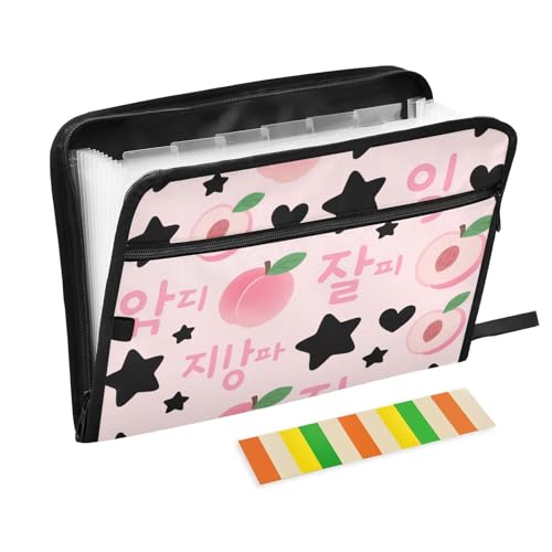 Pfirsichrosa Cartoon-Dokumentenmappe, niedlich, koreanisch, 13 Taschen, A4, Briefgröße mit Reißverschluss, für Papier-Fächermappe Pfirsichrosa Cartoon-Dokumentenmappe, niedlich, koreanisch, 13 Taschen, A4, Briefgröße mit Reißverschluss, für Papier-Fächermappe von voucong