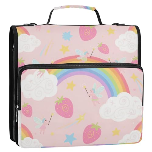 Rainbow Strawberry Elf Pink 3 Ringe 3,8 cm Büroordner Organizer mit Griff leicht zu tragen Dokumentenmappe Organizer für Mittelschule Rainbow Strawberry Elf Pink 3 Ringe 3,8 cm Büroordner Organizer mit Griff leicht zu tragen Dokumentenmappe Organizer für Mittelschule von voucong
