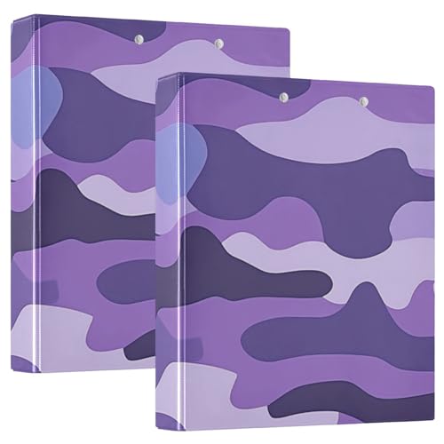 Ringbinder, runde Ringe, modernes violettes Camouflage-Dekor mit Klemmbrett, 2 Stück, Büroordner, 200 Blatt von voucong