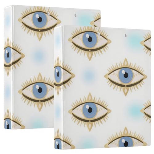 Ringbuch, 3,8 cm, 3 Ringe, weiße Boho-Augen mit Klemmbrett, 2 Stück, Bürobedarf, 200 Blatt von voucong