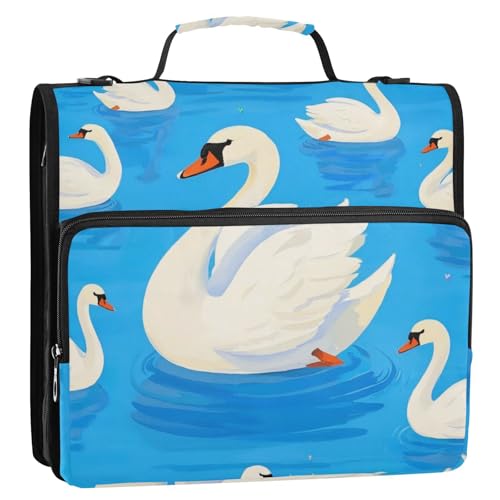 Ringbuch-Organizer mit süßem Cartoon-Schwan, 3,8 cm, mit Schultergurt und Griff, einfach zu transportieren, Portfolio-Organizer für Büro, Schule, 3,8 cm Ringbuch-Organizer mit süßem Cartoon-Schwan, 3,8 cm, mit Schultergurt und Griff, einfach zu transportieren, Portfolio-Organizer für Büro, Schule, 3,8 cm von voucong