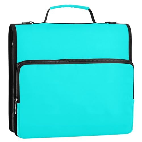 Ringbuch mit 3 Ringen, 3,8 cm, fluoreszierendes Blau, mit extra Taschen und Gurt, Portfolio-Organizer für die Schule Ringbuch mit 3 Ringen, 3,8 cm, fluoreszierendes Blau, mit extra Taschen und Gurt, Portfolio-Organizer für die Schule von voucong