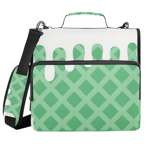Ringbuch mit 3 Ringen, 3,8 cm, mit extra Taschen, mit Schultergurt, für Schule und Büro, Grün von voucong