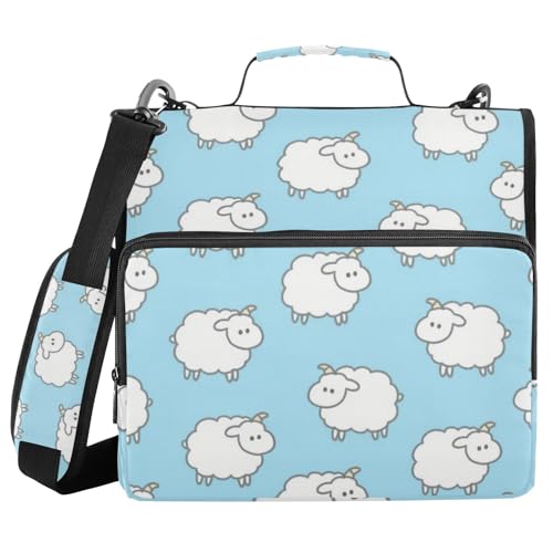 Ringbuch mit 3 Ringen, Cartoon-Schaf, 3,8 cm, mit extra Taschen mit Schultergurt und Griff, einfach zu tragen, tragbar, für Zuhause, Reisen, sichere Aufbewahrungstasche, geeignet für Mittelschule Ringbuch mit 3 Ringen, Cartoon-Schaf, 3,8 cm, mit extra Taschen mit Schultergurt und Griff, einfach zu tragen, tragbar, für Zuhause, Reisen, sichere Aufbewahrungstasche, geeignet für Mittelschule von voucong