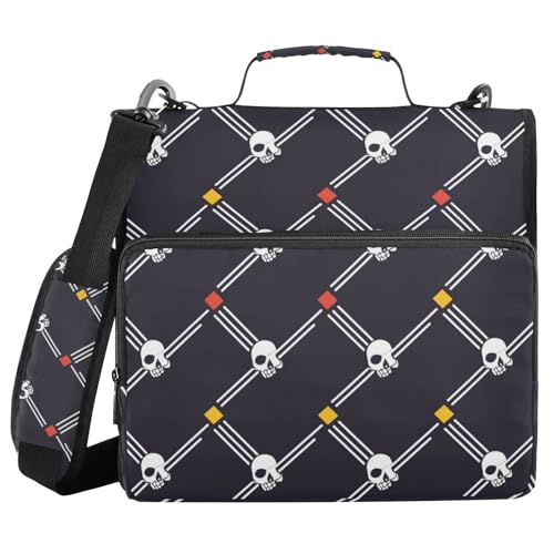 Ringbuch mit Reißverschluss, geometrisches Design mit 1 Augen, Totenkopf, schwarz, 3 Ringe, mit Schultergurt, mehrere Taschen, mit Reißverschluss, Portfolio für die Schule Ringbuch mit Reißverschluss, geometrisches Design mit 1 Augen, Totenkopf, schwarz, 3 Ringe, mit Schultergurt, mehrere Taschen, mit Reißverschluss, Portfolio für die Schule von voucong