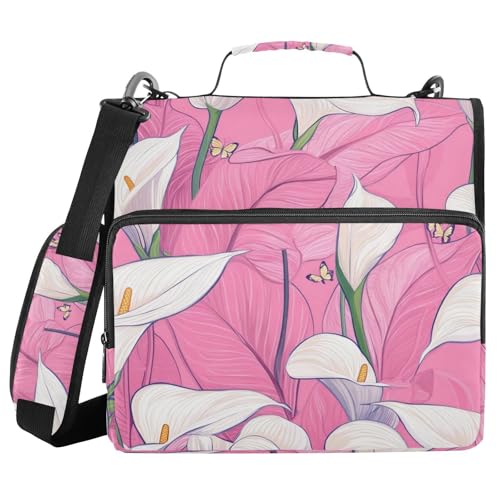 Safari Calla Lily Pink Flower 3,8 cm 3-Ring-Ordner mit extra Taschen mit Schultergurt und Griff, Laege-Kapazität, Dokumentenmappe für die Schule Safari Calla Lily Pink Flower 3,8 cm 3-Ring-Ordner mit extra Taschen mit Schultergurt und Griff, Laege-Kapazität, Dokumentenmappe für die Schule von voucong