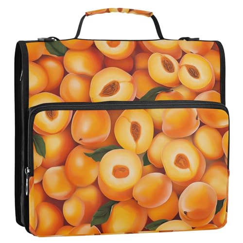 Süßes Aprikosenfrucht-neutrales 3-Ringbuch mit extra Taschen mit Griff und abnehmbarem Schultergurt, wasserdichte Dokumenten-Aufbewahrungstasche für Mittelschüler Süßes Aprikosenfrucht-neutrales 3-Ringbuch mit extra Taschen mit Griff und abnehmbarem Schultergurt, wasserdichte Dokumenten-Aufbewahrungstasche für Mittelschüler von voucong