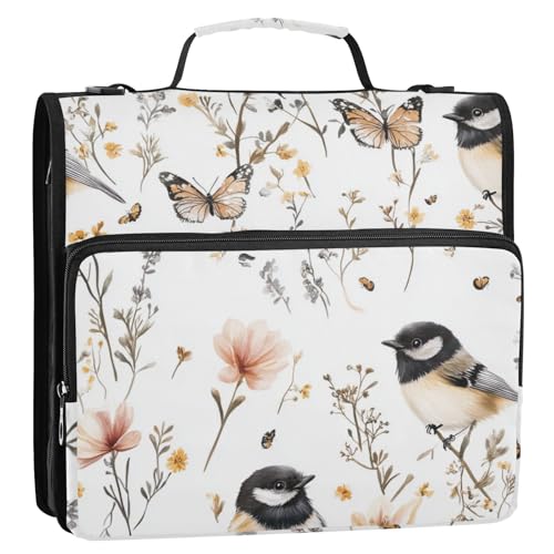 Sweet Chickadee Birds Ringbuch mit 3 Ringen und extra Taschen mit Schultergurt, tragbar, für Zuhause, Reisen, sichere Aufbewahrungstasche, geeignet für Mittelschule, 3,8 cm, Weiß Sweet Chickadee Birds Ringbuch mit 3 Ringen und extra Taschen mit Schultergurt, tragbar, für Zuhause, Reisen, sichere Aufbewahrungstasche, geeignet für Mittelschule, 3,8 cm, Weiß von voucong