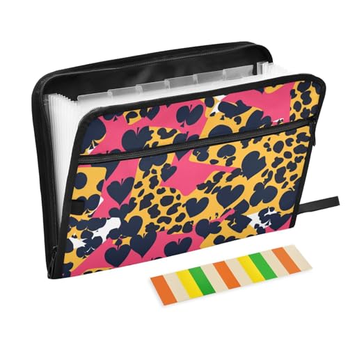 Texas Hold'em Dokumentenmappe, Leopardenmuster, 13 Taschen, A4, Briefgröße, mit Reißverschluss, für Quittungen, Organizer Texas Hold'em Dokumentenmappe, Leopardenmuster, 13 Taschen, A4, Briefgröße, mit Reißverschluss, für Quittungen, Organizer von voucong