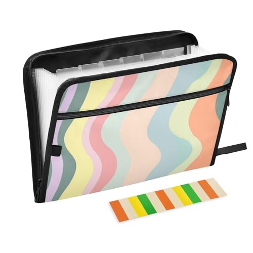 The Wavy Stripes of A Rainbow Ordner für die Schule, 13 Taschen, A4, Briefgröße mit Reißverschluss, für Aktenordner, Jacken The Wavy Stripes of A Rainbow Ordner für die Schule, 13 Taschen, A4, Briefgröße mit Reißverschluss, für Aktenordner, Jacken von voucong