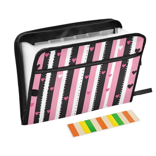 Valentine Cartoon rot und schwarz Herz Streifen Organizer Aktenordner 13 Taschen A4 Briefgröße mit Reißverschluss für die Beanspruchung Fächermappe Valentine Cartoon rot und schwarz Herz Streifen Organizer Aktenordner 13 Taschen A4 Briefgröße mit Reißverschluss für die Beanspruchung Fächermappe von voucong