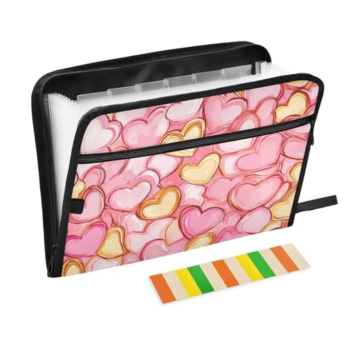 Valentines Cartoon-Dokumentenmappe, 13 Taschen, A4, Briefgröße mit Reißverschluss, für Organizer, Aktenordner, Goldrosa Valentines Cartoon-Dokumentenmappe, 13 Taschen, A4, Briefgröße mit Reißverschluss, für Organizer, Aktenordner, Goldrosa von voucong