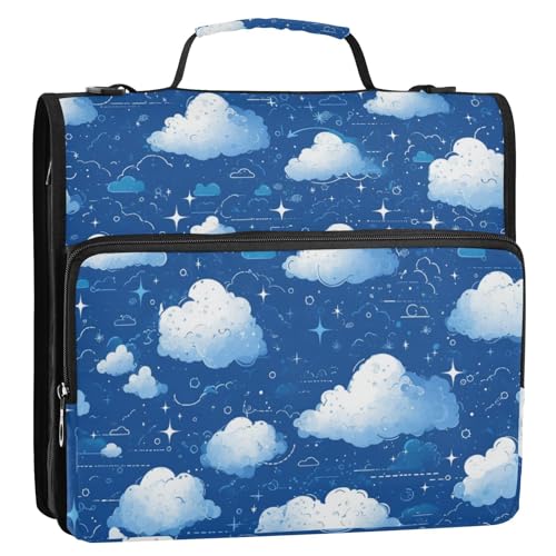 Zarte Cartoon-Wolke dunkelblau 3,8 cm 3 Ringe Schule Reißverschluss Ordner mit Griff inklusive Reißverschlusstasche Dokumentenmappe Organizer geeignet für Mittelschule Zarte Cartoon-Wolke dunkelblau 3,8 cm 3 Ringe Schule Reißverschluss Ordner mit Griff inklusive Reißverschlusstasche Dokumentenmappe Organizer geeignet für Mittelschule von voucong
