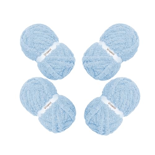 Dickes Chenille-Garn, Jumbo-Garn, superweich, flauschiges Garn zum Häkeln von sperrigem Garn und Handstricken, dickes Riesengarn für selbstgemachte Decken, Schals, Amigurumi (Blau, 1 kg) von vrawas