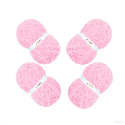 Dickes Chenille-Garn, Jumbo-Garn, superweich, flauschiges Garn zum Häkeln von sperrigem Garn und Handstricken, dickes Riesengarn für selbstgemachte Decken, Schals, Amigurumi (Rosa, 1 kg) von vrawas