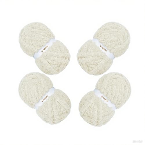 Grobes Chenille-Garn, Jumbo-Garn, superweich, flauschiges Garn zum Häkeln von sperrigem Garn und Handstricken, dick, riesig für selbstgemachte Decken, Schals, Amigurumi (Weiß, 1 kg) von vrawas