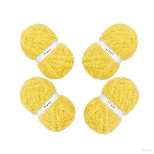 Grobes Chenille-Garn, Jumbo-Garn, superweich, flauschiges Garn zum Häkeln von sperrigem Garn und Handstricken, dick riesig für selbstgemachte Decken, Schals, Amigurumi (Gelb, 1 kg) von vrawas