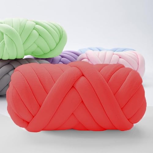 Grobes Garn zum Armstricken & Häkeln - Sperriges Polyester-Stoffschlauchgarn, ultraweiches handgefertigtes Bastelgarn für DIY-Decken (Rot, 0,5 kg) von vrawas