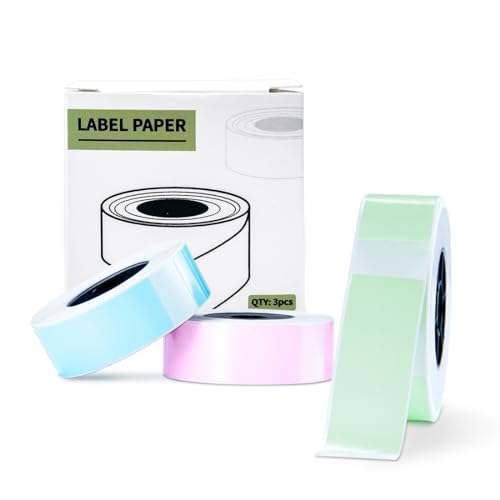 vretti selbstklebende Etiketten, Label Maker Thermopapier Selbstklebendes Etikettenband für Haushalt, Küche, Büro und Vorratskammern (Blau + Grün, 14 * 40mm) von vretti