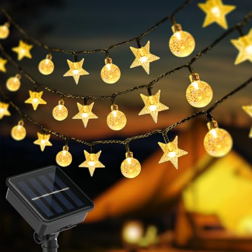 vsshe Solar Lichterkette Aussen 100 LED, 12M 8 Modi Beleuchtung Warmweiß Solarlampe Außen/Innen IP65 Wasserdicht mit Kristall Kugel und Sternen| Kettenlicht Deko für Garten Party Hochzeite Weihnachten vsshe Solar Lichterkette Aussen 100 LED, 12M 8 Modi Beleuchtung Warmweiß Solarlampe Außen/Innen IP65 Wasserdicht mit Kristall Kugel und Sternen| Kettenlicht Deko für Garten Party Hochzeite Weihnachten von vsshe