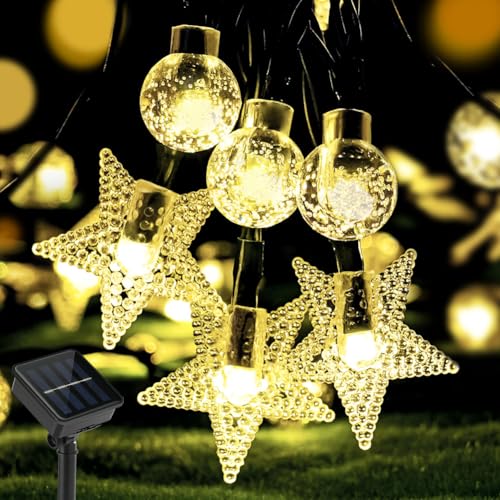 vsshe Solar Lichterkette Aussen 50 LED, 7M 8 Modi Beleuchtung Warmweiß Solarlampe Außen/Innen IP65 Wasserdicht mit Kristall Kugel und Sternen | Kettenlicht Deko für Garten Party Hochzeite Weihnachten vsshe Solar Lichterkette Aussen 50 LED, 7M 8 Modi Beleuchtung Warmweiß Solarlampe Außen/Innen IP65 Wasserdicht mit Kristall Kugel und Sternen | Kettenlicht Deko für Garten Party Hochzeite Weihnachten von vsshe