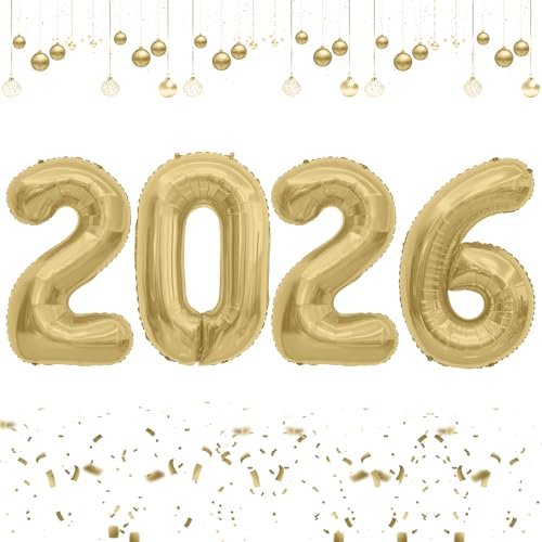 2026 Luftballons, Zahlenballons 101.6 cm Neujahr Folienballon 2026, Riesiger Abend Geburtstag Ballon für Happy New Years Festival Feier Party Dekoration Supplies, Matt Gold 2026 Luftballons, Zahlenballons 101.6 cm Neujahr Folienballon 2026, Riesiger Abend Geburtstag Ballon für Happy New Years Festival Feier Party Dekoration Supplies, Matt Gold von vueuKiGE