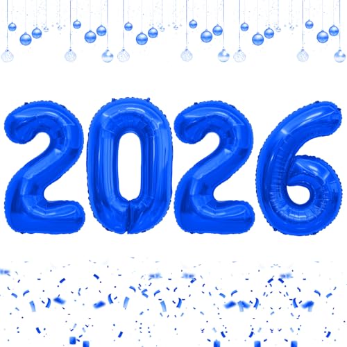 2026 Luftballons, Zahlenballons 40 Zoll, Silvester Folienballon 2026, Riesiger Abend Geburtstag Ballon für Happy New Years Festival Feier Party Dekoration Supplies, Marineblau von vueuKiGE