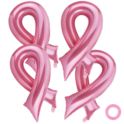 Luftballons mit rosa Schleifen, 4 Stück Brustkrebs-Bewusstseins-Luftballons, rosa Schleife, dekorativer Folienballon zur Pflege von Brustkrebs-Bewusstseinsaktivität, Wohltätigkeitsorganisation Luftballons mit rosa Schleifen, 4 Stück Brustkrebs-Bewusstseins-Luftballons, rosa Schleife, dekorativer Folienballon zur Pflege von Brustkrebs-Bewusstseinsaktivität, Wohltätigkeitsorganisation von vueuKiGE
