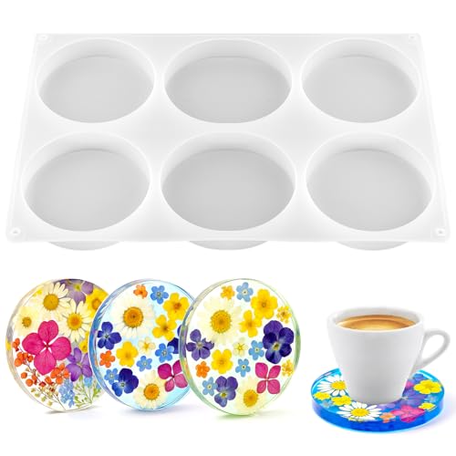 Untersetzer aus Kunstharz, 6 Mulden, tiefe, runde Untersetzer-Formen, 10,2 cm, große Silikonform für Epoxidharz, Tassen, Matten, Blumenstrauß, Konservierung, Gießen, Basteln, Dekorationen Untersetzer aus Kunstharz, 6 Mulden, tiefe, runde Untersetzer-Formen, 10,2 cm, große Silikonform für Epoxidharz, Tassen, Matten, Blumenstrauß, Konservierung, Gießen, Basteln, Dekorationen von vueuKiGE