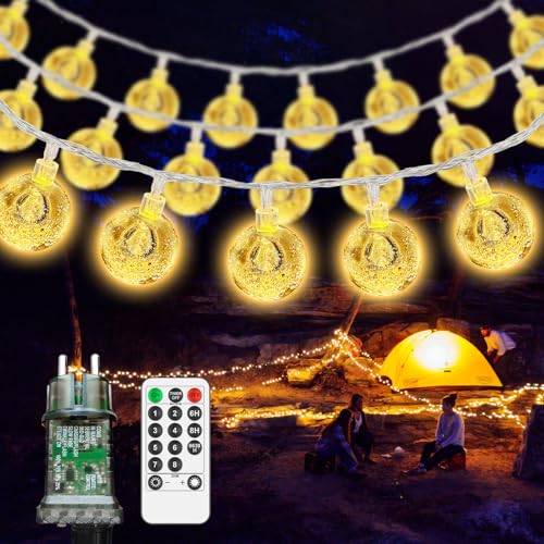LED Lichterkette Außen Innen - 12M 60 LED Kugel Lichterkette mit 8 Modi IP44 Wasserdicht, Lichterkette Outdoor Strom für Kinderzimmer, Gartenbeleuchtung, Partybeleuchtung, Balkon deko von vutizal