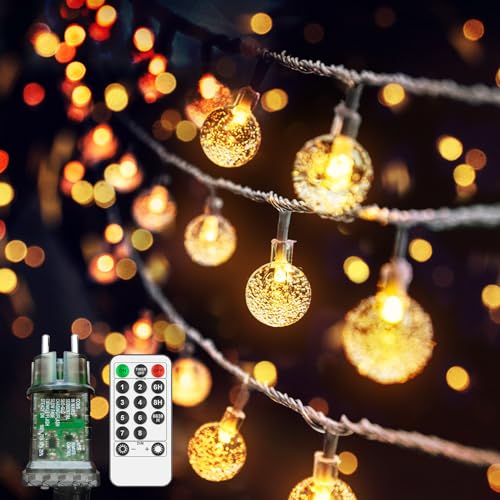 vutizal Lichterkette innen mit Stecker,9M 40 LED Lichterkette 8 Modi IP44 Wasserdichte und Fernbedienung, Lichterkette außen für Weihnachtsdeko, Balkon Deko, led deko,Party deko (Warmweiß) von vutizal