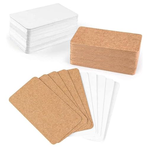 wadafen 200 Blanko Papier Karten,Karteikarten,Visitenkarten Papier,Kraftpapier Karten,Blank Cards,Mitteilungs Karte,Lernkarten,für Messages,Lernen Gedächtnis,Urlaubswünsche,9 x 5.4 CM von wadafen