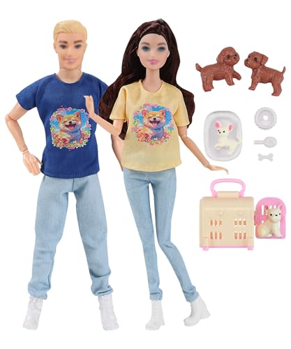 Walenbily 15 pcs Puppen Kleidung Zubehör 30 cm Puppen Kleider Set 2 Sätze Clothes, Schuhe,Haustierzubehör für 11.5 Zoll Puppen anziehsachen mädchen (Puppe Nicht enthalten) von walenbily