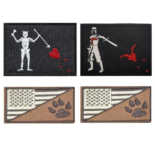 Blackbeard Edward Teach Patch, US-Flagge, Patch mit Klettverschluss auf der Rückseite für Rucksack, Weste, 4 Stück Blackbeard Edward Teach Patch, US-Flagge, Patch mit Klettverschluss auf der Rückseite für Rucksack, Weste, 4 Stück von walitefu