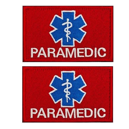 EMT Star of Life Patch (2er-Pack) Klettverschluss-Rückseite für Westen, Taschen und Uniformen, Sanitäter, Ersthelfer, medizinische Tasche, Zubehör, langlebig, bestickt (Sanitäter, 5 x 8 cm) von walitefu