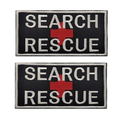 Search Rescue Patch (2er-Pack) Klettverschluss-Rückseite für Westen, Taschen und Uniformen, Sanitäter, Ersthelfer, medizinische Tasche, Zubehör, langlebig, bestickt (5 x 10 cm) von walitefu