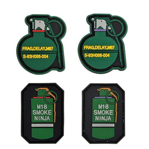 Taktische Militär-Patches (4er-Pack), Klettverschluss, Moral-Embleme für Rucksäcke, Helme und taktische Ausrüstung (M18 Smoke Ninja) von walitefu
